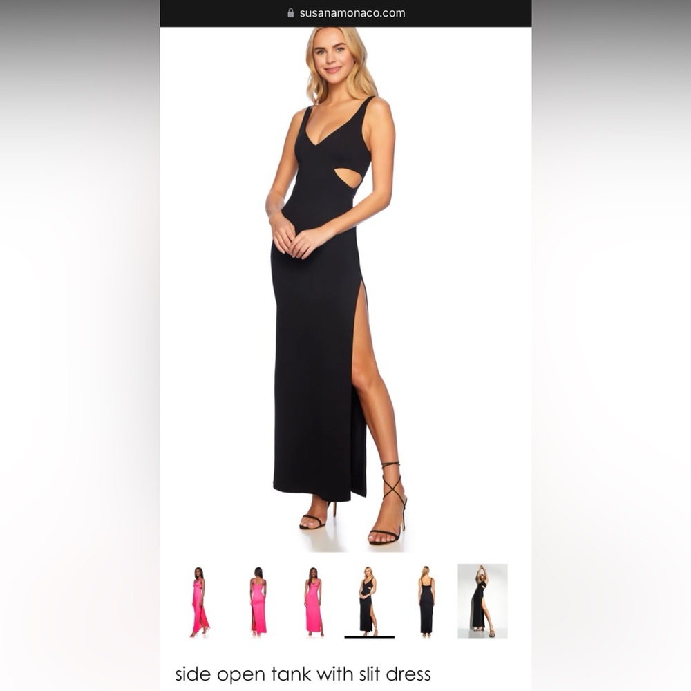 Brand new tags Susana Monaco side open tank with slit maxi dress Small Midnight